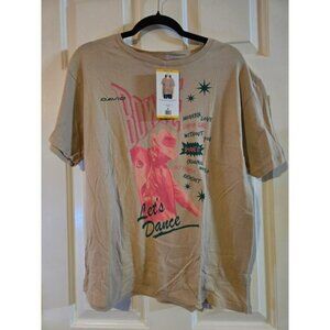 David Bowie Lets Dance Graphic T Shirt Tan Medium Licensed Band Apparel